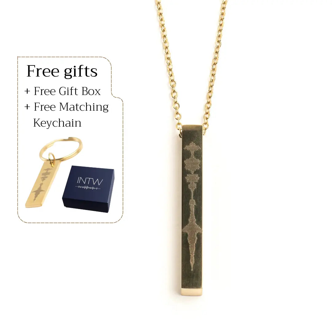 Collier barre 3D doré